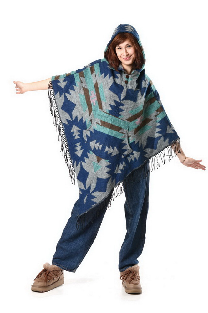 PONCHO modré