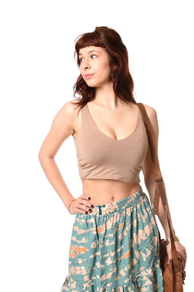 Crop top tielko CROS okrové